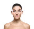 © Africa Studio - Plastic surgery concept. Mature woman with marks on face against white background