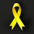 Childhood Cancer Awareness Yellow Ribbon on dark background. Vector