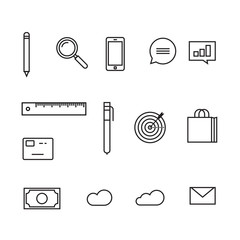 Poster - analytics icons vector illustration, set of sketch line outline style icons, finance or statistics p