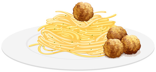 Poster - Pasta and meatballs on the plate