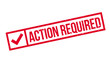 Action Required rubber stamp. Grunge design with dust scratches. Effects can be easily removed for a clean, crisp look. Color is easily changed.