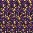 Vector seamless texture. Abstract background retro. Coloful repeating pattern of word i love You