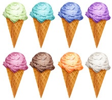 Set Of Icecream In Different Flavors