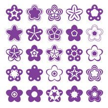 Set Of Floral Symbols For Design. Five Petals. Vector Illustration.