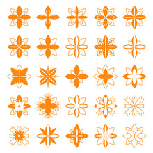 Set Of Floral Symbols For Design. Four Petals. 