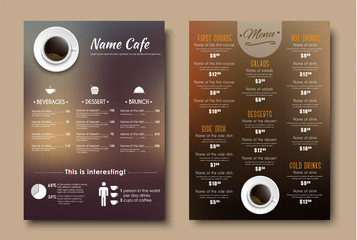Fototapete - Design menus for a restaurant, cafe or coffeehouse A4.