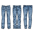 Men's jeans vector Set, Blue jeans sketch vector illustration
