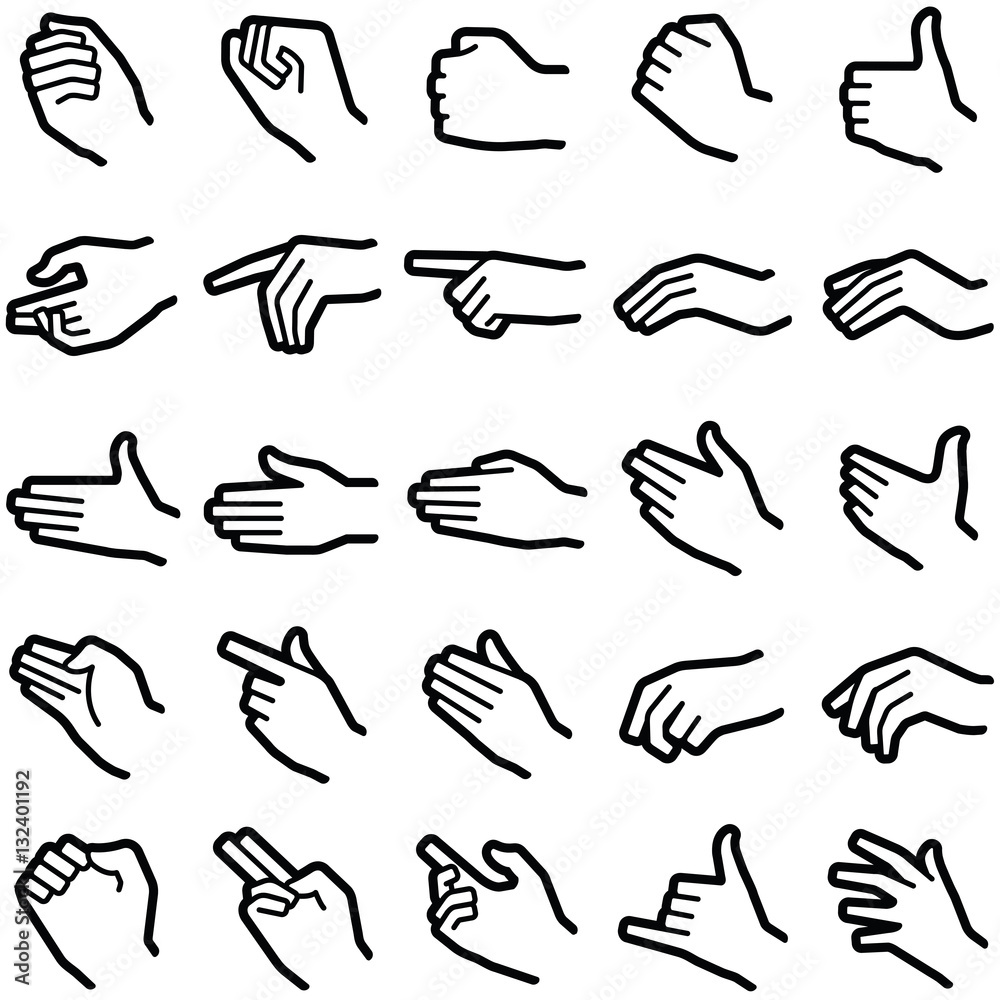 Hand icon collection - vector outline illustration Stock Vector | Adobe ...
