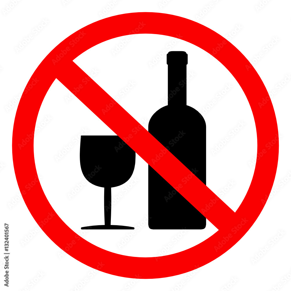 znak zakaz spożywania alkoholu - obrazy, fototapety, plakaty 