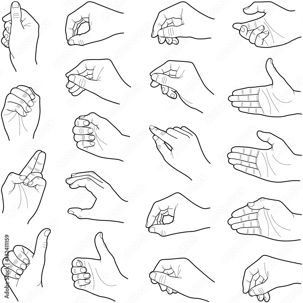 Hand collection - vector line illustration 素材庫向量圖 | Adobe Stock