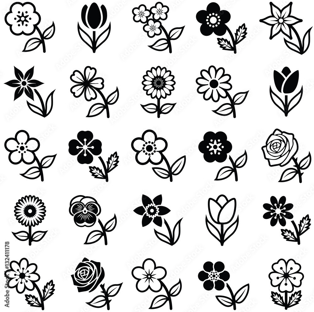 Flower icon collection - vector illustration Stock Vector | Adobe Stock