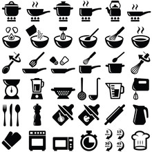 Cooking And Kitchen Icon Collection - Vector Silhouette