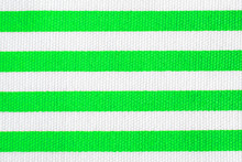 Textile Background With Green And White Stripes. Fabric Texture