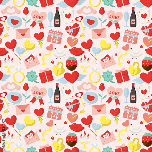 Cotton fabric バレンタインデーのシームレスパターン背景素材