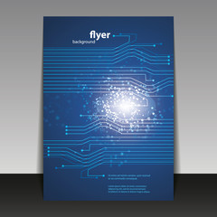 Poster - Flyer or Cover Design with Digital Connections Pattern