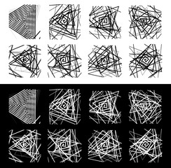 Leinwandbilder - 8 geometric patterns. Rough, edgy monochrome textures set