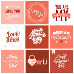 Wall Mural - Vector valentine`s day set, headline, labels, emblems and other decorative elements.set 2