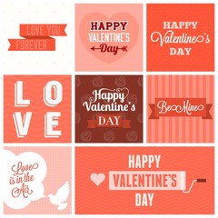 Wall Mural - Vector valentine`s day set, headline, labels, emblems and other decorative elements.set 4