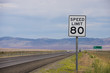 Speed limit 80 sign along highway