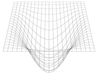 Poster - Bent grid in perspective. 3d mesh with convex distortion