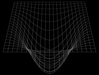 Poster - Bent grid in perspective. 3d mesh with convex distortion
