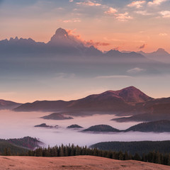 Wall Mural - landscape with mountain peaks