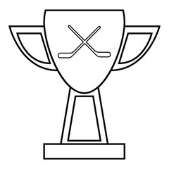 Sticker - Hockey cup icon, outline style