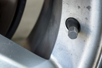 Car wheel on a car - closeup