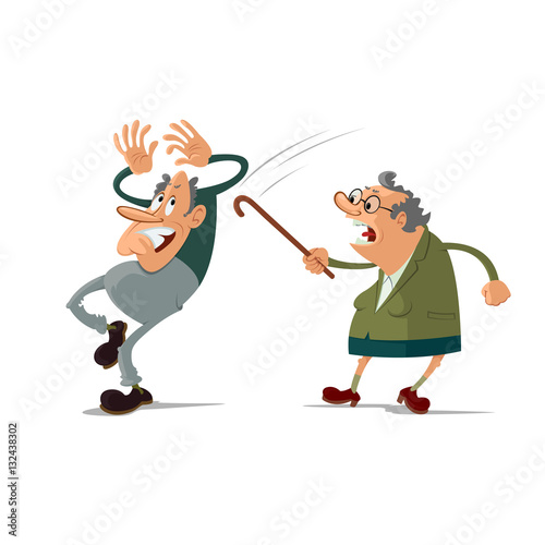 senior man with angry wife, vector cartoon Stock Vector Adobe Stock