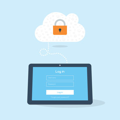 Leinwandbilder - 3D flat tablet device tries log in to cloud.