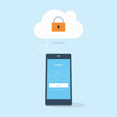 Leinwandbilder - 3D flat phone device tries log in to cloud.