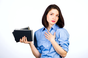 Wall Mural - Young girl with books