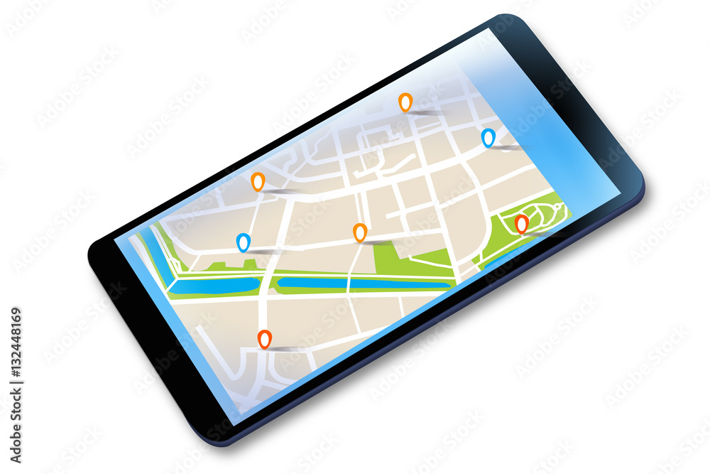 Mobilna nawigacja GPS na tablecie. - obrazy, fototapety, plakaty 
