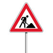 Bauarbeiten Achtung Vorsicht Schild an Eisen Stange