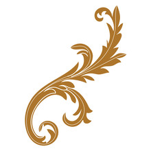 Golden Vintage Baroque Ornament, Corner. Retro Pattern Antique Style Acanthus. Decorative Design Element Filigree Calligraphy Vector. - Stock Vector