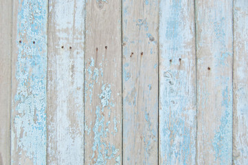 blue old wooden fence. wood palisade background. planks texture