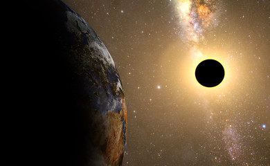 Wall Mural - full sun eclipse with Abstract scientific background