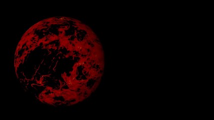 Wall Mural - Mysterious red planet revolves in an starry Space. Space fire planets. 3D animation on space theme.