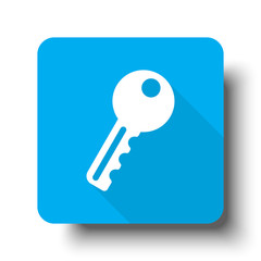 Wall Mural - White Key icon on blue web button