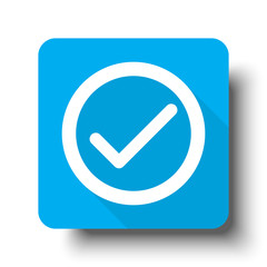 Wall Mural - white confirm icon on blue web button