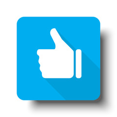 Wall Mural - White Thumb Up icon on blue web button