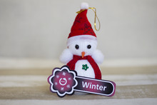 Red Loading Sign And Winter Snowman