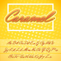 Poster - Caramel Alphabet. Vector Font made of caramel. Liquid glossy letters