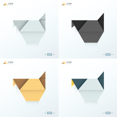 Wall Mural - chicken icon origami set