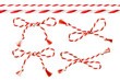 Bow of Red White String, Twine Rope Decoration, Twisted Thread Cord