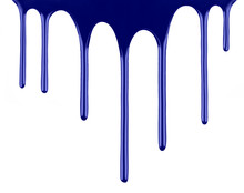 Blue Paint Dripping Isolated Over White Background