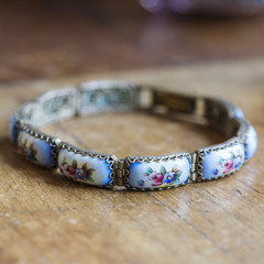 Russian Finift Hand Painted Porcelain Enamel Bracelet