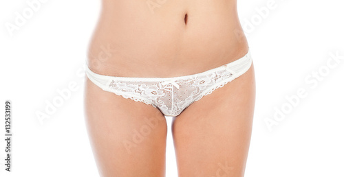 Cropped Photo Of A Young Womans Body In White Panties Cropped Photo Of A Young Womans Body In White Panties