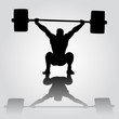  Weightlifter is sitting with barbell. Snatch. silhouette of athlete doing snatch exercise. weightlifting.