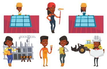 Canvas Print - Vector set of constructors and builders characters